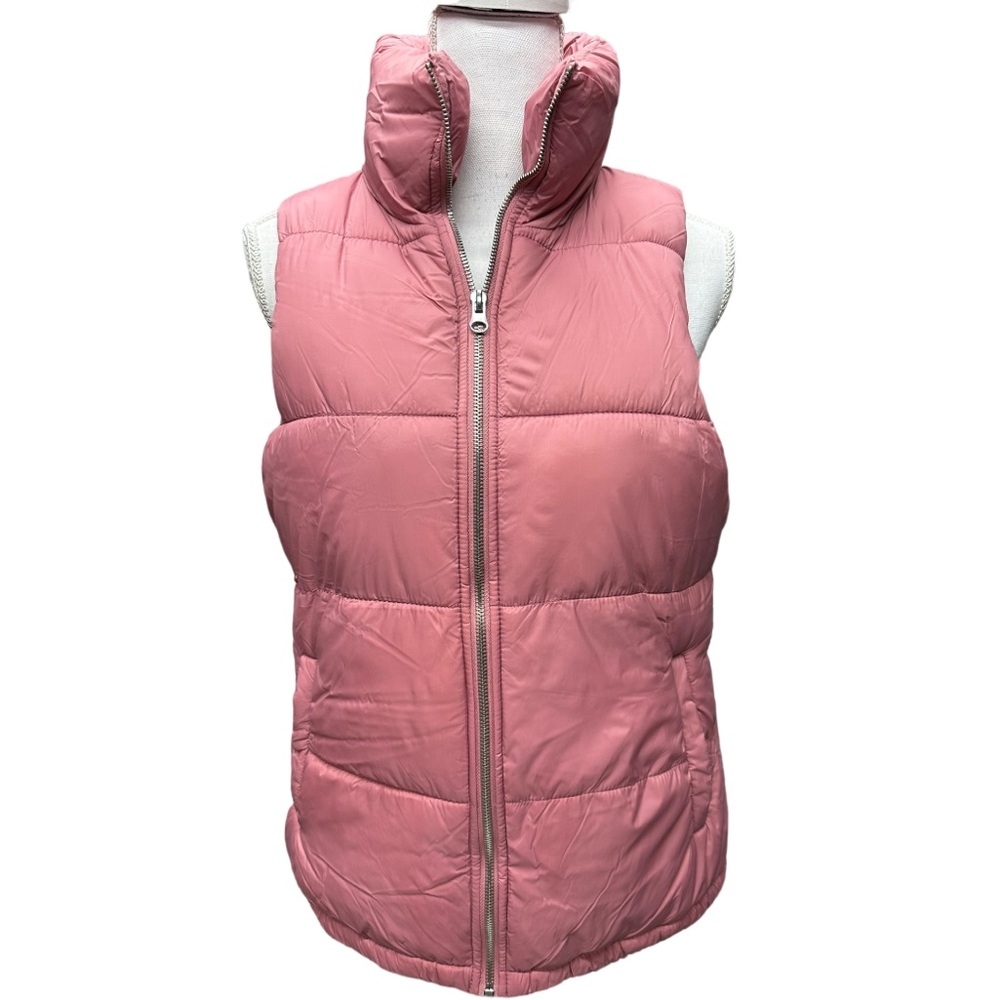 Old Navy‎ Puffer Vest Full Zip Pink Sleeveless Pockets Size Small Fall Winter